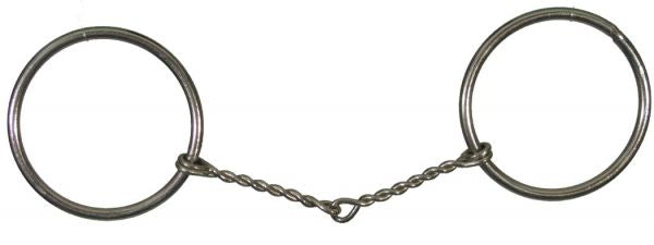 46941: Showman™ Horse size nickel plated O-ring snaffle bit with 5" small twisted wire mouth Bits Showman   
