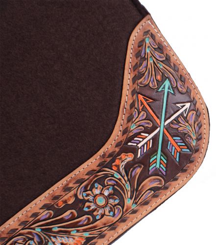 4910: Showman ® 32" x 31" x 1" Felt Saddle Pad with Hand Painted flower and arrow design Western Saddle Pad Showman   