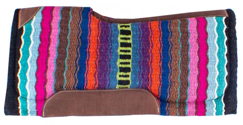 4913: Showman® 34" x 36" x 3/4" Multi colored memory felt bottom saddle pad Western Saddle Pad Showman   