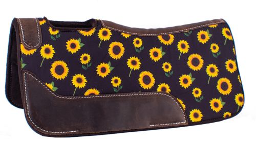 4918: Showman® Pony 24" x 24" Brown felt saddle pad with sunflower design Western Saddle Pad Showman   