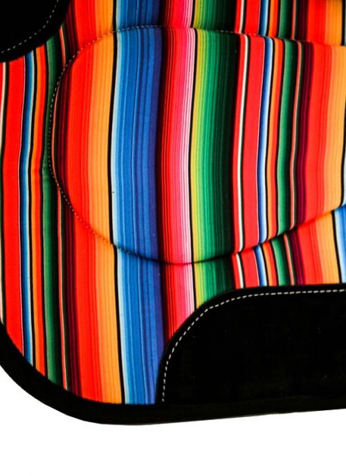 4974: Showman ® 31" x 32" x 18mm wool/felt saddle pad with multi-color serape pattern Western Saddle Pad Showman   