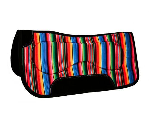 4974: Showman ® 31" x 32" x 18mm wool/felt saddle pad with multi-color serape pattern Western Saddle Pad Showman   