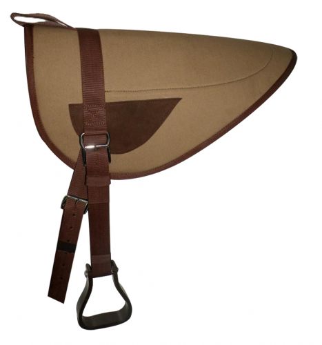 4977: Showman® Brown canvas top bareback pad with blended fleece bottom Bareback Saddle Pad Showman   