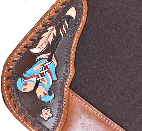 4988: Showman ® 32" X 31" Contoured felt bottom saddle pad with painted wear leathers Western Saddle Pad Showman   