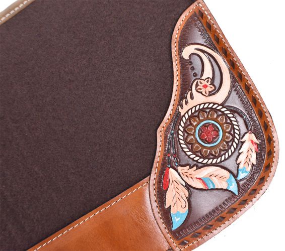 4988: Showman ® 32" X 31" Contoured felt bottom saddle pad with painted wear leathers Western Saddle Pad Showman   