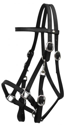 5005: Leather halter bridle combination with 7' leather split reins Halter Showman Saddles and Tack   