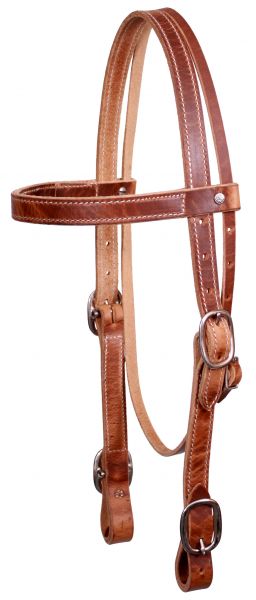 5025: American made 1" Leather double stitched draft horse size headstall with buckled ends Primary Showman Saddles and Tack   
