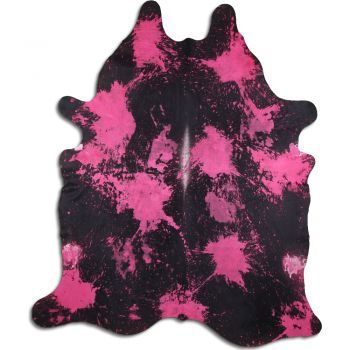 5096: LG/XL Brazilian Pink Splatter Distressed Black cowhide rugs Primary Showman Saddles and Tack   