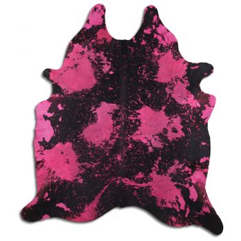 5096: LG/XL Brazilian Pink Splatter Distressed Black cowhide rugs Primary Showman Saddles and Tack   