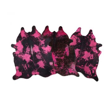 5096: LG/XL Brazilian Pink Splatter Distressed Black cowhide rugs Primary Showman Saddles and Tack   