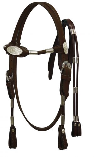 5331M: Made with top quality leather, Mini size, fully rounded browband headstall and rein set wit Primary Showman Saddles and Tack   