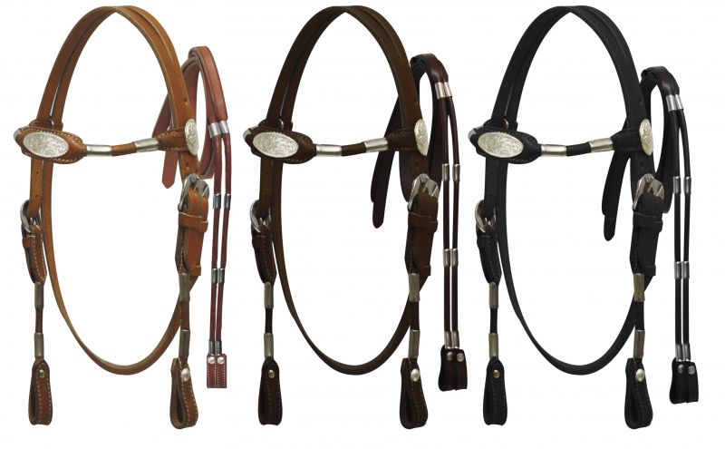 5331M: Made with top quality leather, Mini size, fully rounded browband headstall and rein set wit Primary Showman Saddles and Tack   