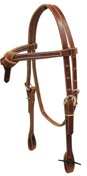 5638: Furturity knot harness leather headstall with ties Primary Showman Saddles and Tack   
