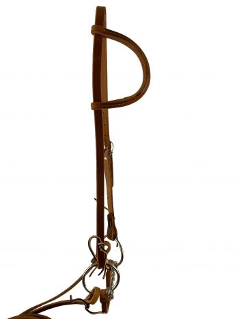 5641: American made oiled harness leather sliding one ear headstall, with twisted O-ring bit and l Primary Showman Saddles and Tack   