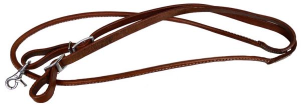 5647: Showman™ 5/8" X 7' one piece leather rolled middle roping rein with conway buckles Reins Showman   