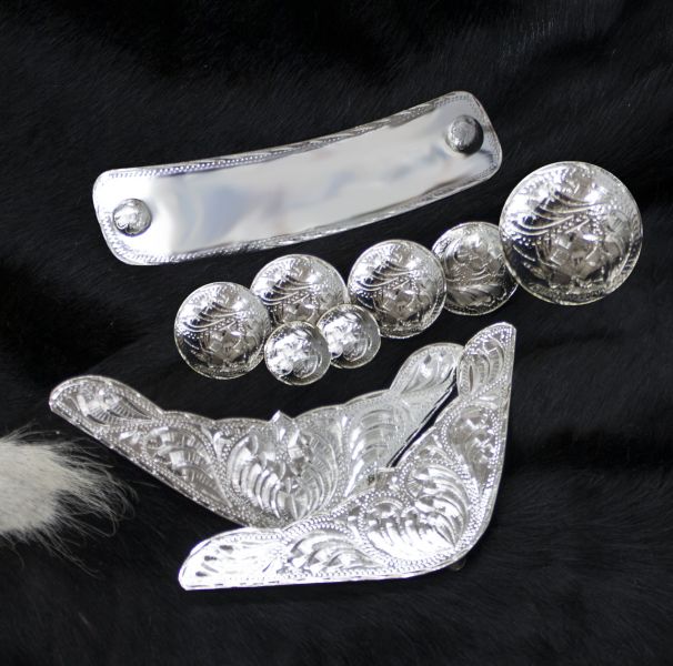 5650: 10 piece engraved silver trim kit Replacement Trim Kit Showman Saddles and Tack   
