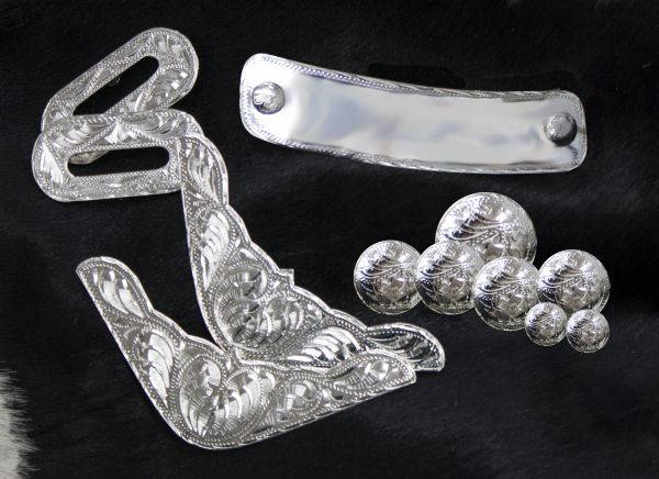 5660: 12 piece engraved silver trim kit Replacement Trim Kit Showman Saddles and Tack   