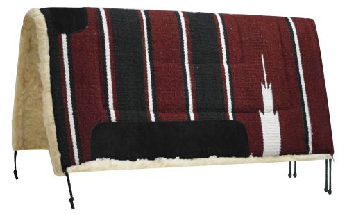 6114: Showman™ 30" x 30" Navajo saddle pad with Kodel fleece bottom and suede wear leathers Western Saddle Pad Showman   