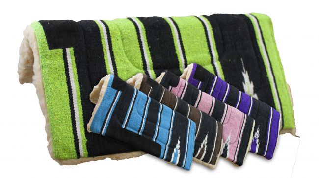 6114C: Showman ® 30" x 30" Navajo saddle pad with Kodel fleece bottom and suede wear leathers Western Saddle Pad Showman   