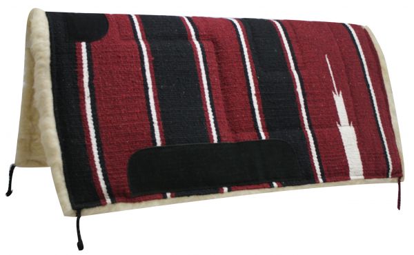 6116: Showman™ 30" x 30" Navajo built up pad with Kodel fleece bottom and suede wear leathers Western Saddle Pad Showman Red  