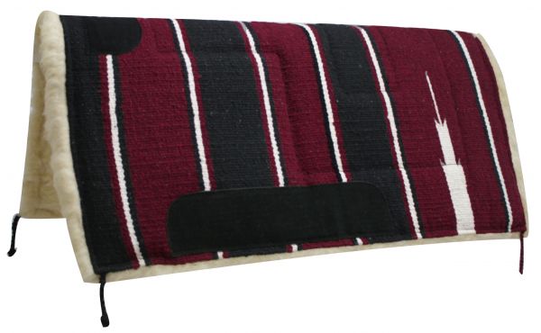 6116: Showman™ 30" x 30" Navajo built up pad with Kodel fleece bottom and suede wear leathers Western Saddle Pad Showman Burgundy  