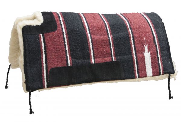 6117: Showman 30" x 30" Navajo cut back saddle pad Kodel fleece and suede wear leathers Western Saddle Pad Showman Red  