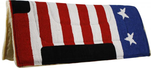 6129M: 30" x 32" American flag pad with suede wear leathers Western Saddle Pad Showman Saddles and Tack   