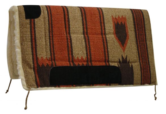 6149: Showman 32" x 32" deluxe Navajo pad with Kodel fleece bottom and suede wear leathers Western Saddle Pad Showman   