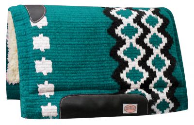 6201: Showman™ 36" x 34" 100% Wool Top Cutter Style Saddle Pad with Kodel Fleece Bottom Western Saddle Pad Showman   