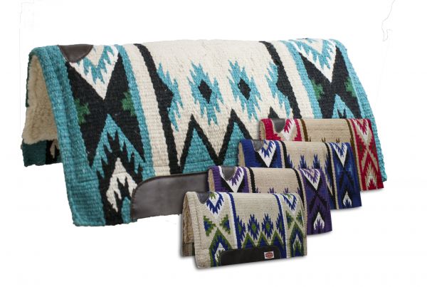 6202: Showman™ 36" x 34" 100% Wool Top Cutter Style Saddle Pad with Kodel Fleece Bottom and Top Gr Western Saddle Pad Showman   