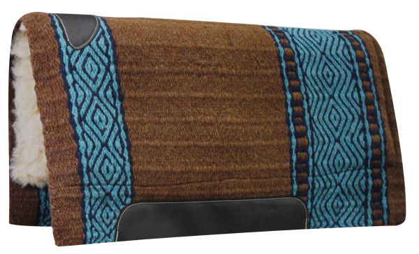 6205: 36" x 34" 100% Wool Top Cutter Style Saddle Pad with Kodel Fleece Bottom Western Saddle Pad Showman Saddles and Tack   