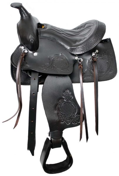 6208: Pony saddle with top grain leather seat Primary Showman Saddles and Tack   