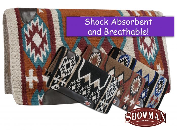 6214: Showman ® 36" x 34" Cutter pad with memory felt bottom and Navajo design Western Saddle Pad Showman   