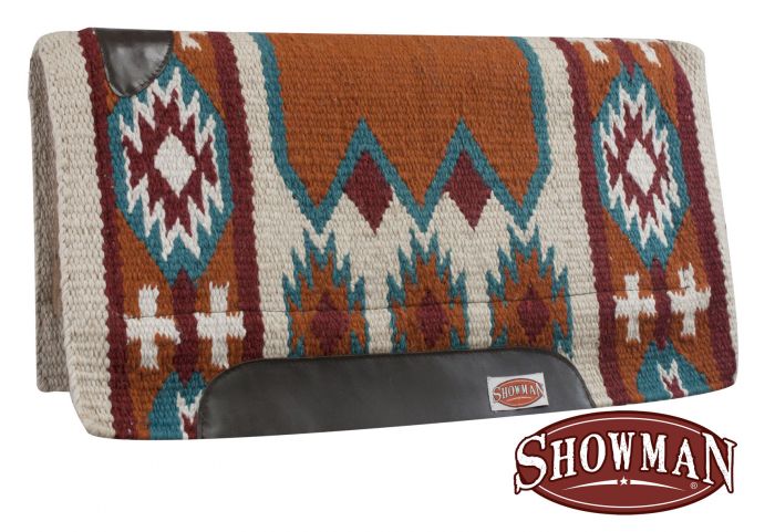 6214: Showman ® 36" x 34" Cutter pad with memory felt bottom and Navajo design Western Saddle Pad Showman   