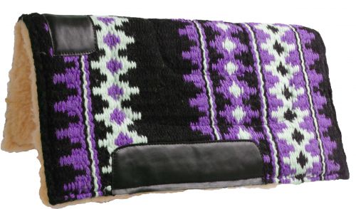 6223: Showman ® 24" X 24" 100% Woven wool top pad with fleece bottom Western Saddle Pad Showman Purple  