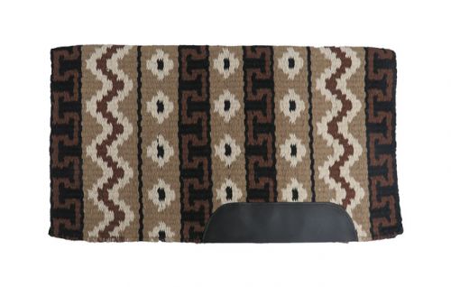 6256: Showman ® 34" x 40"  Heavy weight woven wool, single ply saddle blanket with smooth leather Saddle Blanket Showman   