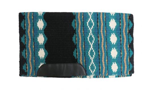 6257: Showman ® 34" x 40"  Heavy weight woven wool, single ply saddle blanket with smooth leather Saddle Blanket Showman   