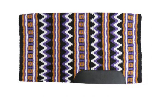 6259: Showman ® 34" x 40"  Heavy weight woven wool, single ply saddle blanket with smooth leather Saddle Blanket Showman   