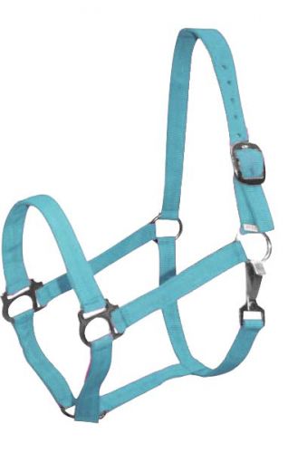 628X: Double Ply Horse size turnout nylon halter with snap Nylon Halter Showman Saddles and Tack   