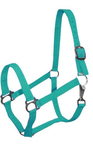 628X: Double Ply Horse size turnout nylon halter with snap Nylon Halter Showman Saddles and Tack   