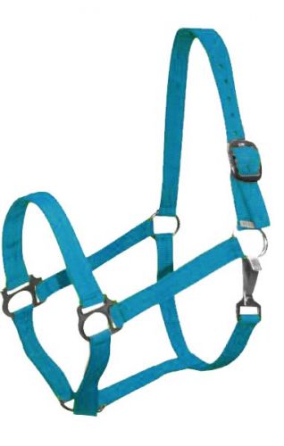 628X: Double Ply Horse size turnout nylon halter with snap Nylon Halter Showman Saddles and Tack   