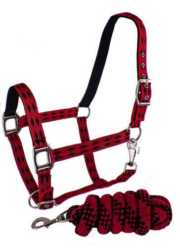 633: 3ply nylon horse halter with matching lead Nylon Halter Showman Saddles and Tack   