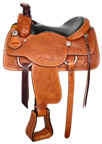 640116: 16" Circle S Roper with top grain smooth leather seat Roping Saddle Circle S   