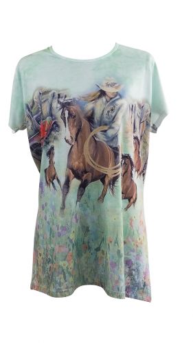 6450500: "Roping Cowgirl" Round Neck T-Shirt Primary Showman Saddles and Tack   
