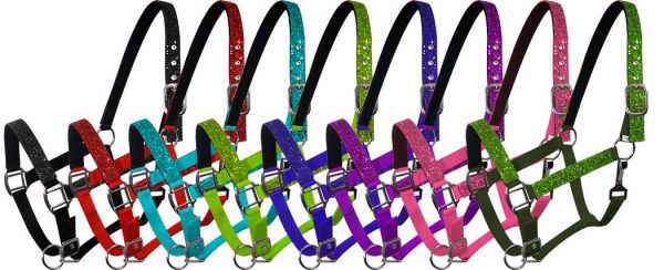 6552: Average horse size nylon halter with neoprene lined nose and crown Nylon Halter Showman Saddles and Tack   