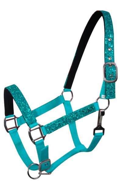 6552P: Pony size nylon halter with neoprene lined nose and crown Nylon Halter Showman Saddles and Tack   