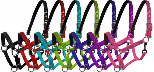 6552P: Pony size nylon halter with neoprene lined nose and crown Nylon Halter Showman Saddles and Tack   