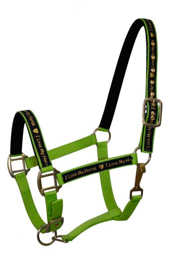 6560: Average horse size nylon halter with neoprene lined nose and crown Nylon Halter Showman Saddles and Tack   