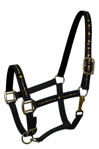 6560: Average horse size nylon halter with neoprene lined nose and crown Nylon Halter Showman Saddles and Tack   
