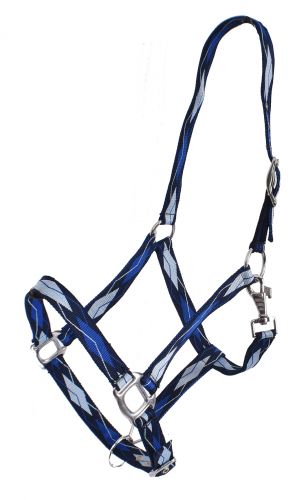 6659: 3ply Diamond Print Nylon Horse Sized Halter Nylon Halter Showman Saddles and Tack   